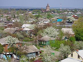 Станица в 2005 году. Вдали видна невосстановленная Преображенская церковь