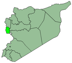 Map of Syria with Tartus highlighted.