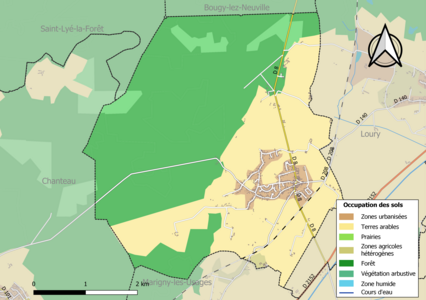 Carte des infrastructures et de l'occupation des sols de la commune en 2018 (CLC).