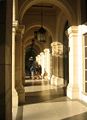 A sunlit arcade in a school in Havana, Cuba