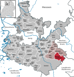 Elhelyezkedése Baden-Württemberg térképén