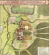 Der Schlossgarten im Homan-Plan von 1721. Deutlich sind die in den Wald geschlagenen Sichtachsen erkennbar und Lageplan des Schlossgartens in seiner heutigen Form