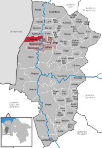 Poziția Sustrum pe harta districtului Emsland