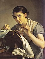 The lace-maker by Vasily Andreyevich Tropinin (1823).