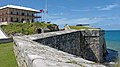 The Commissioner's House and 6" RBL gun of the Keep.