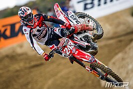 Tim Gajser tijdens de GP Letland