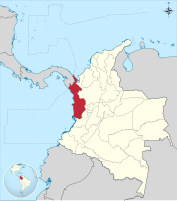 Locator map of Chocó Department in Colombia.