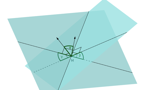 Schnittwinkel zwischen zwei Ebenen: '"`UNIQ--postMath-000000C1-QINU`"'