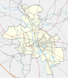 Mapa konturowa Opola, w centrum znajduje się punkt z opisem „Stadion Miejski”