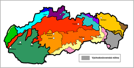 Poloha Východoslovenskej nížiny na mape Slovenska