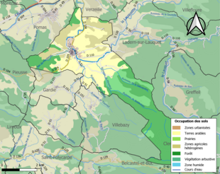 Carte en couleurs présentant l'occupation des sols.