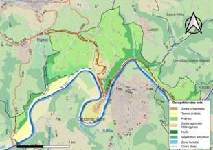 Carte en couleurs présentant l'occupation des sols.