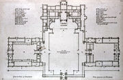 Plan of Blenheim Palace, the colonnade enclosing the courtyard was never built