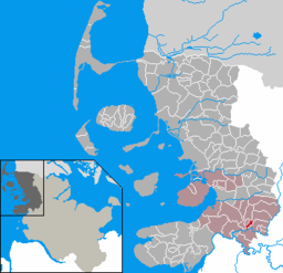 Läget för kommunen Ramstedt i Kreis Nordfriesland