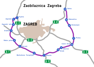 Übersichtskarte Neuer Autobahnring Zagreb