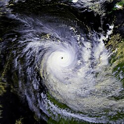 Satellite image of Cyclone Orson near peak intensity