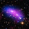 MACS J0416.1-2403 contains a significant amount of dark matter, which leaves a detectable imprint in visible light by distorting the images of background galaxies.[11]