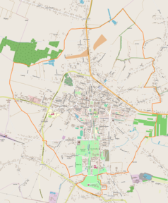 Mapa konturowa Buska-Zdroju, na dole po prawej znajduje się punkt z opisem „Kotery”