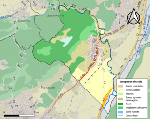 Carte en couleurs présentant l'occupation des sols.