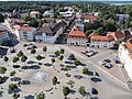 Deutsch: Marktplatz in Neustrelitz, Blick vom Turm der Stadtkirche. English: Market plate in Neustrelitz, German Federal State Mecklenburg-Vorpommern. View from the church tower.