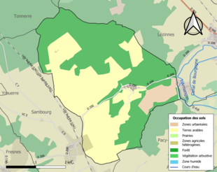 Carte en couleurs présentant l'occupation des sols.