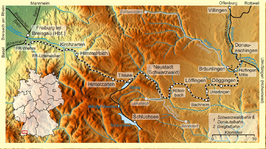 Spoorlijn Freiburg - Donaueschingen op de kaart
