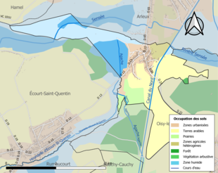 Carte en couleurs présentant l'occupation des sols.