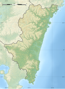 湯ノ宮の座論梅の位置（宮崎県内）