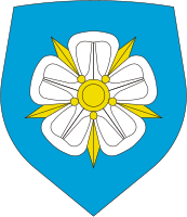 White rose pictured in the coat of arms of Viljandi