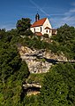 * Nomination Aerial view of the Klausstein Chapel above the entrance to the Sophia Cave in the Ahorntal --Ermell 06:42, 14 September 2021 (UTC) * Promotion  Support Good quality. --Aristeas 06:53, 14 September 2021 (UTC)