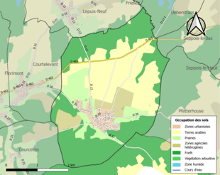 Carte en couleurs présentant l'occupation des sols.