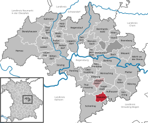 Poziția Pfakofen pe harta districtului Regensburg