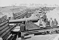 Two 6.4-inch (100-pounder) and two 4.2-inch Parrott rifles inside Fort Brady during the siege of Petersburg. The 6.4-inch rifles are on iron, front pintle, barbette carriages and the 4.2-inch rifles are on siege carriages.