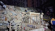 The wreckage of a collapsed building, Galeria Business Center, Diyarbakır, Turkey