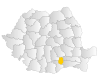 Map of Romania highlighting Ilfov County