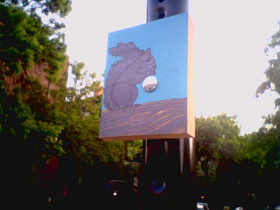 Woodblock Graffiti depicting a Squirrel