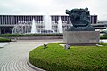 Statue, fountain, and museum