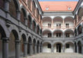 Arcades giving on a cosed square. This is the Münzhof in Munich