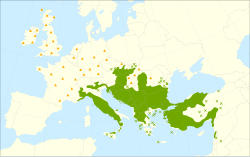 Distribución natural de Quercus cerris.