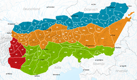 Carte des Alpes orientales avec le massif du Dachstein en 14.