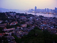 Gulangyu (foreground) and Xiamen (background).