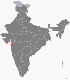 Localizacion del territòri de l'union de Dadra e Nagar Haveli e Daman e Diu en Índia