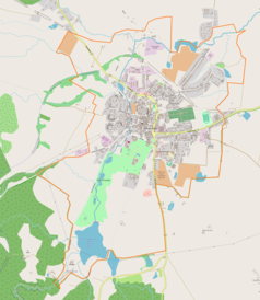 Mapa konturowa Połczyna-Zdroju, na dole po lewej znajduje się punkt z opisem „Sanatorium Borkowo”