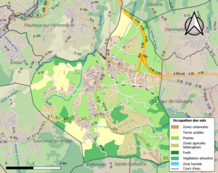 Carte en couleurs présentant l'occupation des sols.