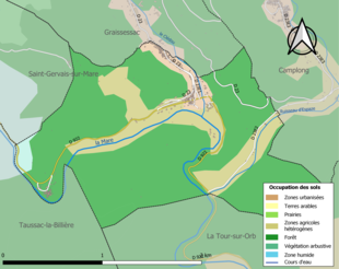 Carte en couleurs présentant l'occupation des sols.