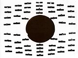 T=4.2 K，B=8 mT（80 G）。錫處於普通的電導態。指南針們顯示磁通量穿過圓柱體。