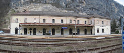 Railway station.