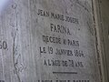 Tombe de Jean Marie Joseph Farina, Cimetière de Montmartre, Paris