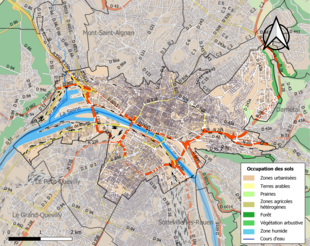 Carte en couleurs présentant l'occupation des sols.