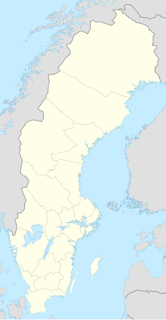 Mapa konturowa Szwecji, na dole znajduje się punkt z opisem „Västervik”